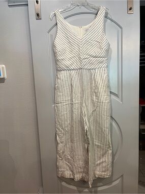 Rachel Zoe Cream and Black Striped V-Neck Wide-Leg Jumpsuit. So chic!